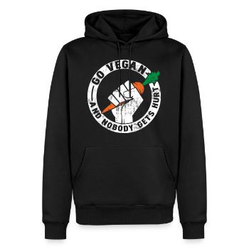 Aller végétalien et personne ne se blesse cadeau - Sweat à capuche Premium bio Homme - noir - Devant - Nico (187cm)