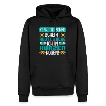 Zocken in kurzen Hosen. Gamer Gaming Videospiele - Männer Premium Bio Hoodie - Schwarz - Vorne - Nico (187cm)