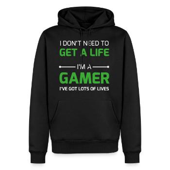 Gamer Vie / Respawn vie geek gamer ballot Plus - Sweat à capuche Premium bio Homme - noir - Devant - Nico (187cm)