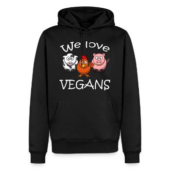 VEGANER LUSTIGE SPRÜCHE ANIMALS LOVE VEGANS GIFT - Männer Premium Bio Hoodie - Schwarz - Vorne - Nico (187cm)