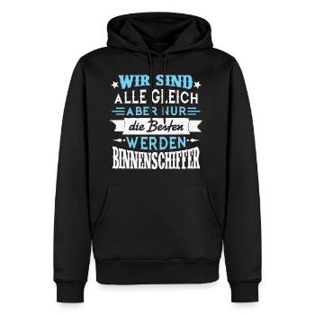 Aber nur die Besten werden BINNENSCHIFFER - Männer Premium Bio Hoodie - Schwarz - Vorne - Nico (187cm)