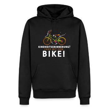 Kindheitserinnerung Fahrrad Geschenk T-Shirt - Männer Premium Bio Hoodie - Schwarz - Vorne - Nico (187cm)