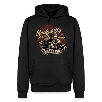 Rockabilly Rebel Gasoline Bandit Greaser Biker - Männer Premium Bio Hoodie - Schwarz - Vorne - Nico (187cm)