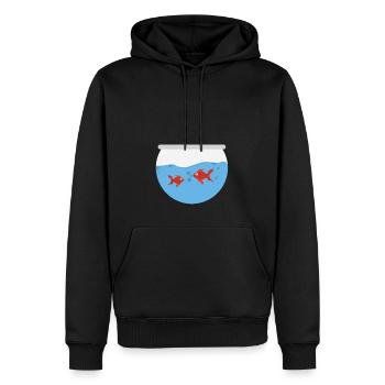 Je m'en FISH - Sweat à capuche Premium bio Homme - noir - Devant - Nico (187cm)