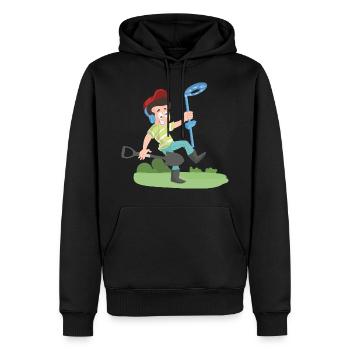 Amateur Schatzsucher mit dem Metalldetektor - Männer Premium Bio Hoodie - Schwarz - Vorne - Nico (187cm)