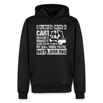 Ich fahre immer den Golf Cart T Shirt - Männer Premium Bio Hoodie - Schwarz - Vorne - Nico (187cm)