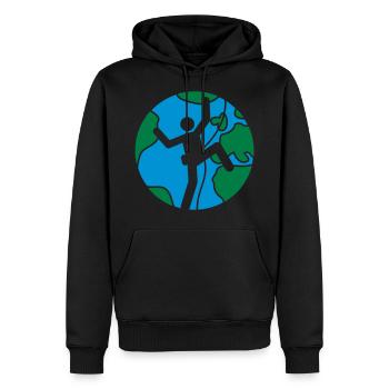 terre cercle rond planète monde logo figure symbole montagne - Sweat à capuche Premium bio Homme - noir - Devant - Nico (187cm)