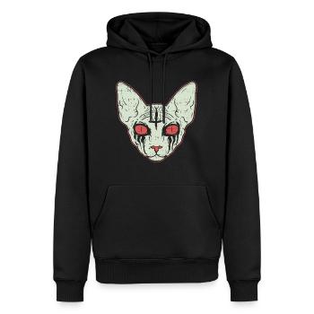 Sphinx Cat - Chat en métal noir - Sweat à capuche Premium bio Homme - noir - Devant - Nico (187cm)