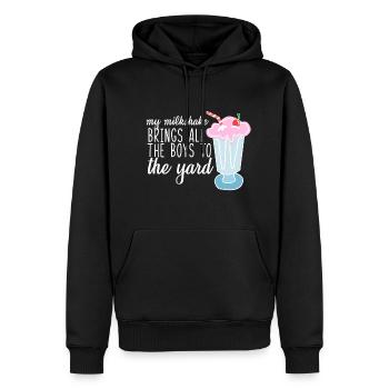 mon milkshake amène les garçons dans la cour - Sweat à capuche Premium bio Homme - noir - Devant - Nico (187cm)