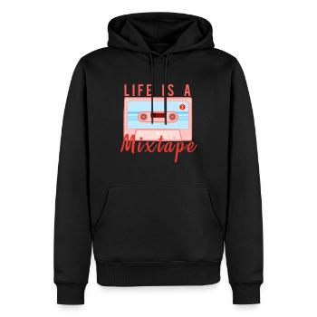 Life is a mixtape Das Leben ist ein Mixkassette - Männer Premium Bio Hoodie - Schwarz - Vorne - Nico (187cm)