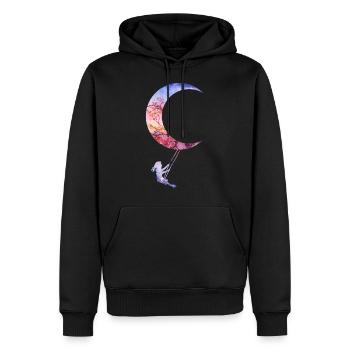 balançoire lune - Sweat à capuche Premium bio Homme - noir - Devant - Nico (187cm)