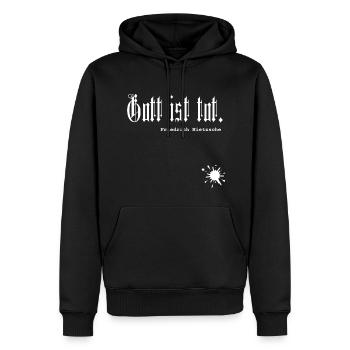 Gott ist tot. Nietzsche - Männer Premium Bio Hoodie - Schwarz - Vorne - Nico (187cm)