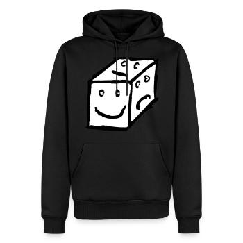 Würfel - Männer Premium Bio Hoodie - Schwarz - Vorne - Nico (187cm)