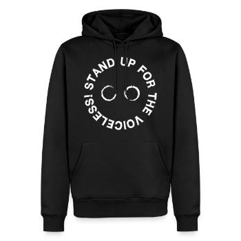 Debout pour le logo sans voix - Sweat à capuche Premium bio Homme - noir - Devant - Nico (187cm)
