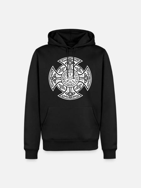 Kruis runen wit - Mannen Premium Bio hoodie - zwart