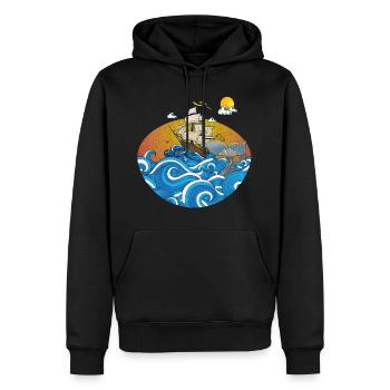 Strand - Männer Premium Bio Hoodie - Schwarz - Vorne - Nico (187cm)