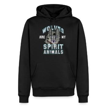 Loups loups - Sweat à capuche Premium bio Homme - noir - Devant - Nico (187cm)