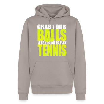 Tennisball Tennis-match - Männer Premium Bio Hoodie - Taupe - Vorne - Nico (187cm)