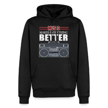 Boombox Hip Hop - Männer Premium Bio Hoodie - Schwarz - Vorne - Nico (187cm)