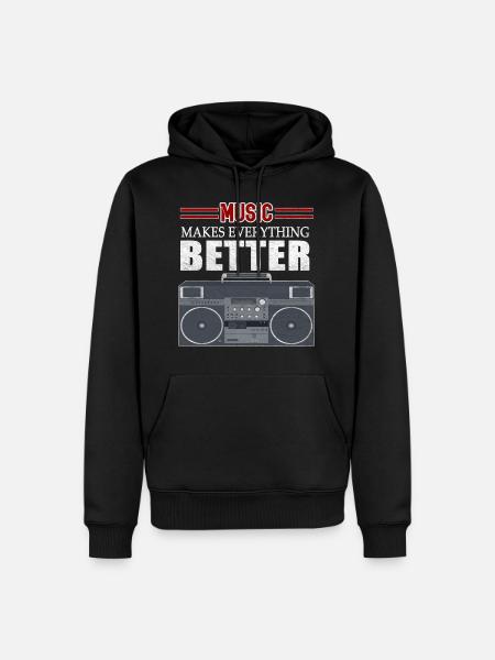 Boombox Hip Hop - Männer Premium Bio Hoodie - Schwarz
