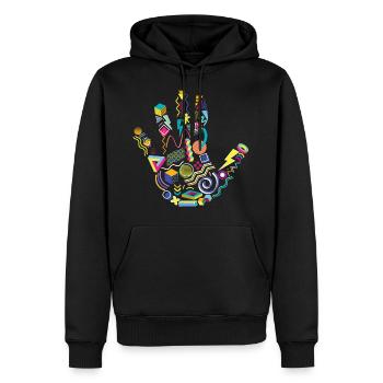 Memphis Style 80s Handprint - Men’s Premium Organic Hoodie - black - Front - Nico (187cm)