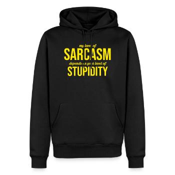 mon niveau de sarcasme dépend de votre niveau ... - Sweat à capuche Premium bio Homme - noir - Devant - Nico (187cm)