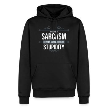 mon niveau de sarcasme dépend de votre niveau ... - Sweat à capuche Premium bio Homme - noir - Devant - Nico (187cm)