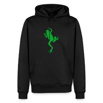 Frosch - Männer Premium Bio Hoodie - Schwarz - Vorne - Nico (187cm)