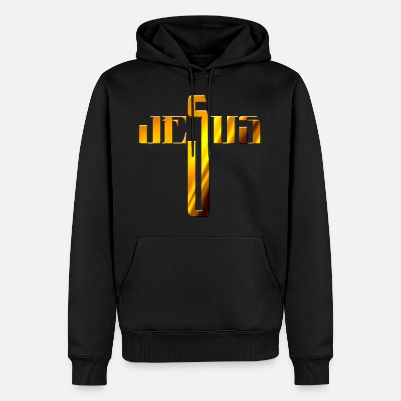 Jesus - Männer Premium Bio Hoodie - Schwarz
