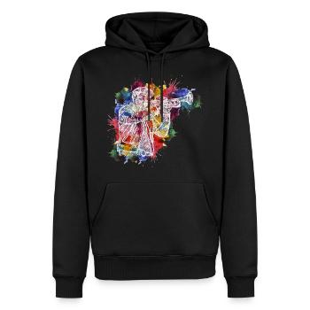 Professeur de musique de trompette abstraite - Sweat à capuche Premium bio Homme - noir - Devant - Nico (187cm)