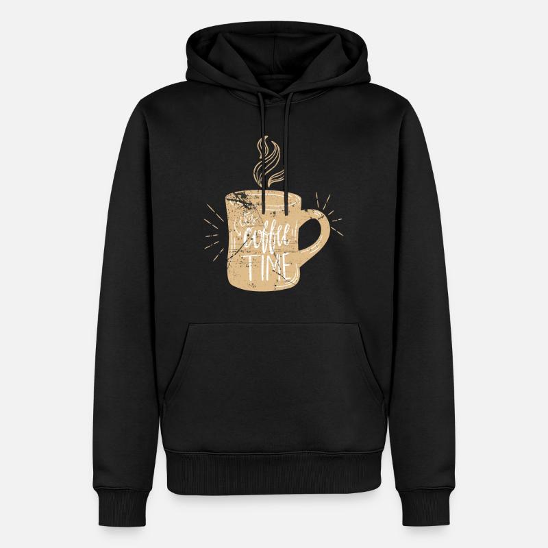 café - Sweat à capuche Premium bio Homme - noir