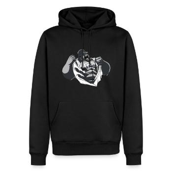 Maes Armee-Affe - Männer Premium Bio Hoodie - Schwarz - Vorne - Nico (187cm)