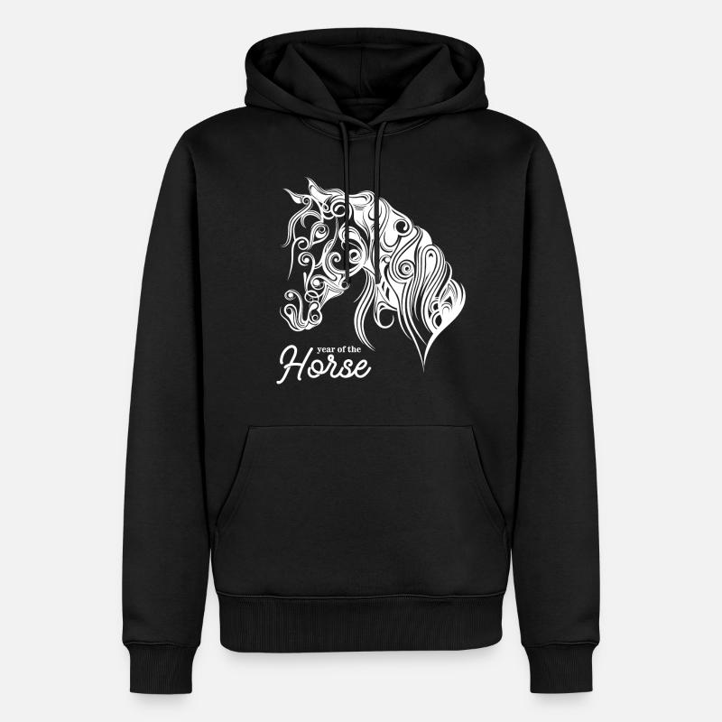 Pferd - Männer Premium Bio Hoodie - Schwarz