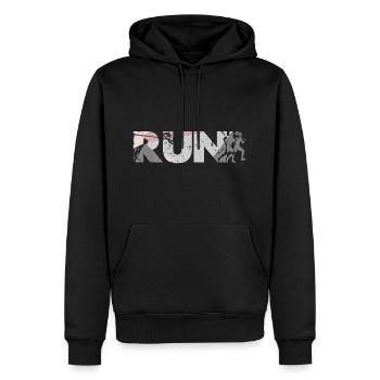 Fitness - Männer Premium Bio Hoodie - Schwarz - Vorne - Nico (187cm)