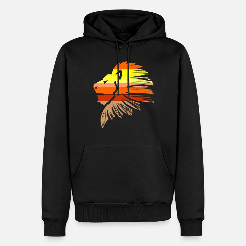 Löwe - Männer Premium Bio Hoodie - Schwarz