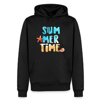 vacances - Sweat à capuche Premium bio Homme - noir - Devant - Nico (187cm)