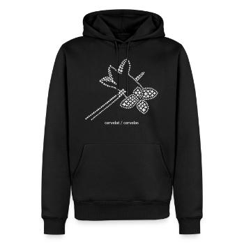 Grillierte Cervelat - typisch Schweiz - Männer Premium Bio Hoodie - Schwarz - Vorne - Nico (187cm)