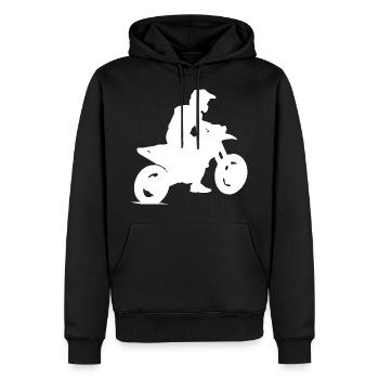 Moto motorcross - Sweat à capuche Premium bio Homme - noir - Devant - Nico (187cm)