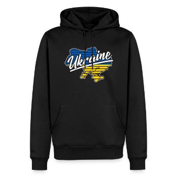 Ukraine - Männer Premium Bio Hoodie - Schwarz - Vorne - Nico (187cm)