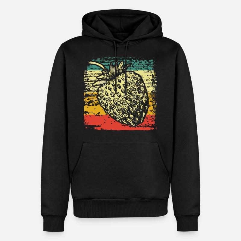 Erdbeere - Männer Premium Bio Hoodie - Schwarz