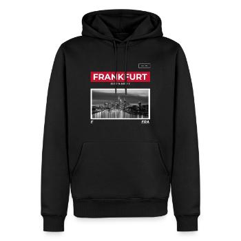 Frankfurt City - Männer Premium Bio Hoodie - Schwarz - Vorne - Nico (187cm)