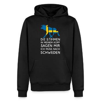 Je dois aller en Suède - les voix dans la tête - Sweat à capuche Premium bio Homme - noir - Devant - Nico (187cm)