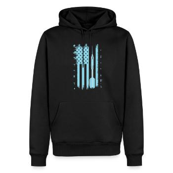 AMERIKANISCHE FLAGGE DART MOTIV SHIRT IDEE - Männer Premium Bio Hoodie - Schwarz - Vorne - Nico (187cm)