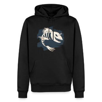 Poisson squelette monstre halloween horreur effrayant - Sweat à capuche Premium bio Homme - noir - Devant - Nico (187cm)