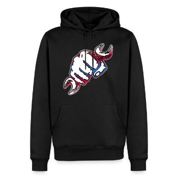 Outil clé artisan - Sweat à capuche Premium bio Homme - noir - Devant - Nico (187cm)