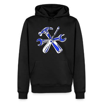 Werkzeug Hammer Schraubendreher Handwerker - Männer Premium Bio Hoodie - Schwarz - Vorne - Nico (187cm)