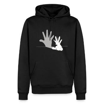 Lapin licorne - Ombre, Rabbit, Cadeau - Sweat à capuche Premium bio Homme - noir - Devant - Nico (187cm)