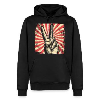 Peace Friedensbewegung - Männer Premium Bio Hoodie - Schwarz - Vorne - Nico (187cm)