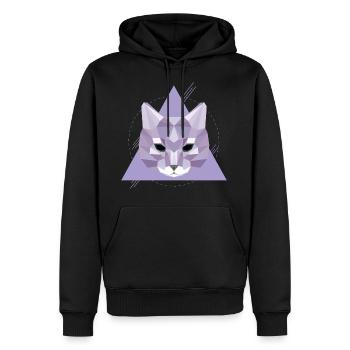 Chat géométrique | Cadeau tête de chat low poly - Sweat à capuche Premium bio Homme - noir - Devant - Nico (187cm)