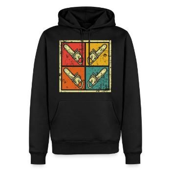 Saw chainsaw woodcutter - Men’s Premium Organic Hoodie - black - Front - Nico (187cm)